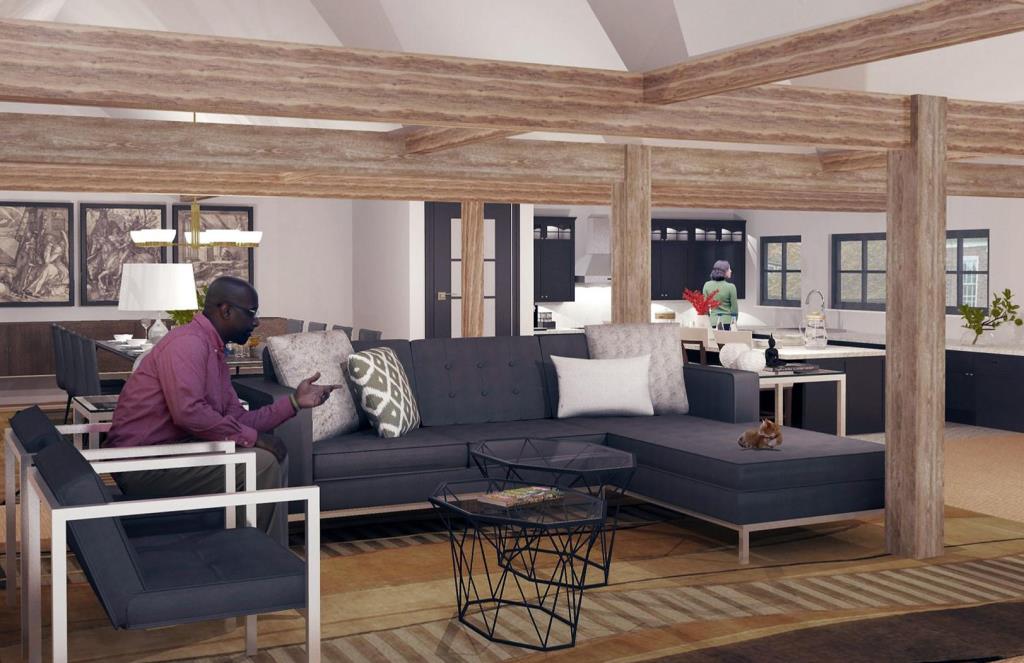 Lot: 101 - FORMER BREWERY WITH PLANNING FOR RESIDENTIAL CONVERSION - CGI of the Proposed Living room
